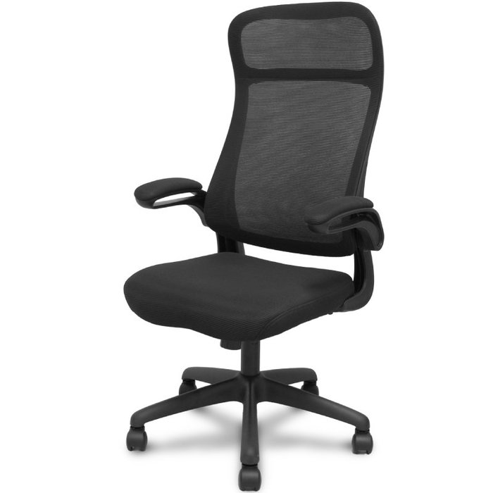 FORÖL Opti524 Silla de oficina con brazos abatibles y mecanismo basculante, Negro